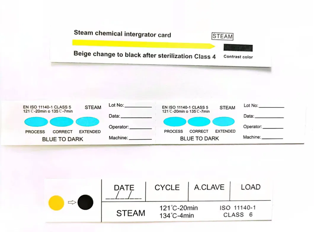 Medical Grade Paper Material Indicator Strip Card for Autoclave Autoclavable Chemical Indicator Strip Approved Medical Autoclave Stream Sterilization