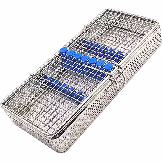 640X150X77mm Silicon Bracket Rigid Scopes Sterilization Welded Perforated Mesh Baskets